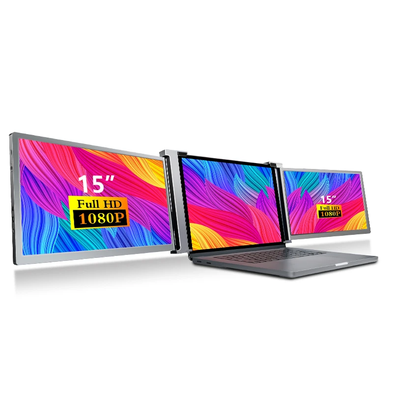 Factory direct selling 15 inch 1920*1080 cheap portable monitor with CE ROHS triple screen laptop extender portable monitor