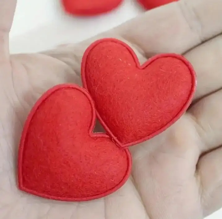 Red Felt Cloth Double Sided Love Valentine Heart DIY Craft Accessories for Valentine Decoration Headbands Shoes Bags Jewelry