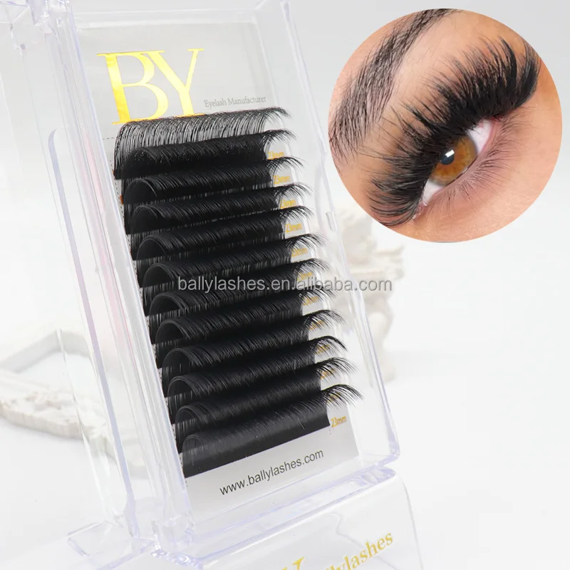 Wholesale Fluffy J B C CC D DD L M U Dark Cashmere Mega Volume Lash Trays Matte Black Faux Mink Velvet Individual Lash Extension