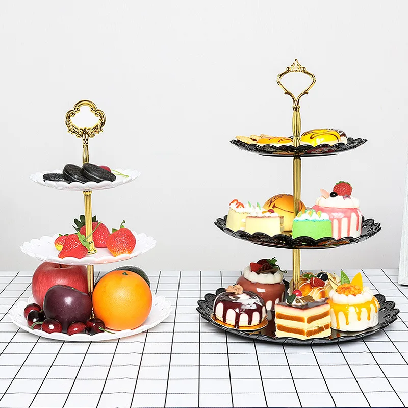 Plastic round Plate Cake Fruit Dessert Stand Wedding Home Hotel Restaurant Kitchenware Melamine Fruit Tray