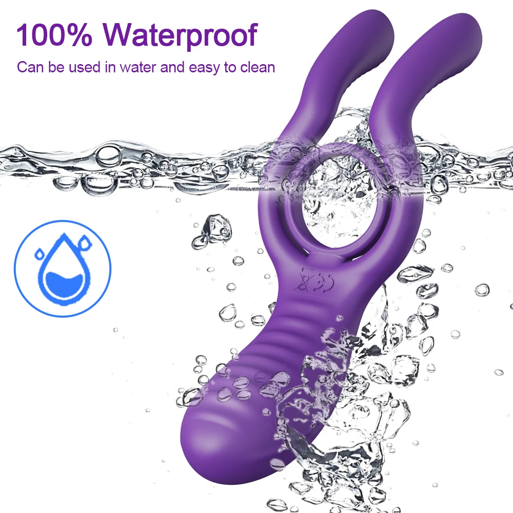 Rabbit Design Vibrating Cock Ring 10m Remote Control Penis Ring with 12 Vibration Modes Silicone Erection Rings for Men