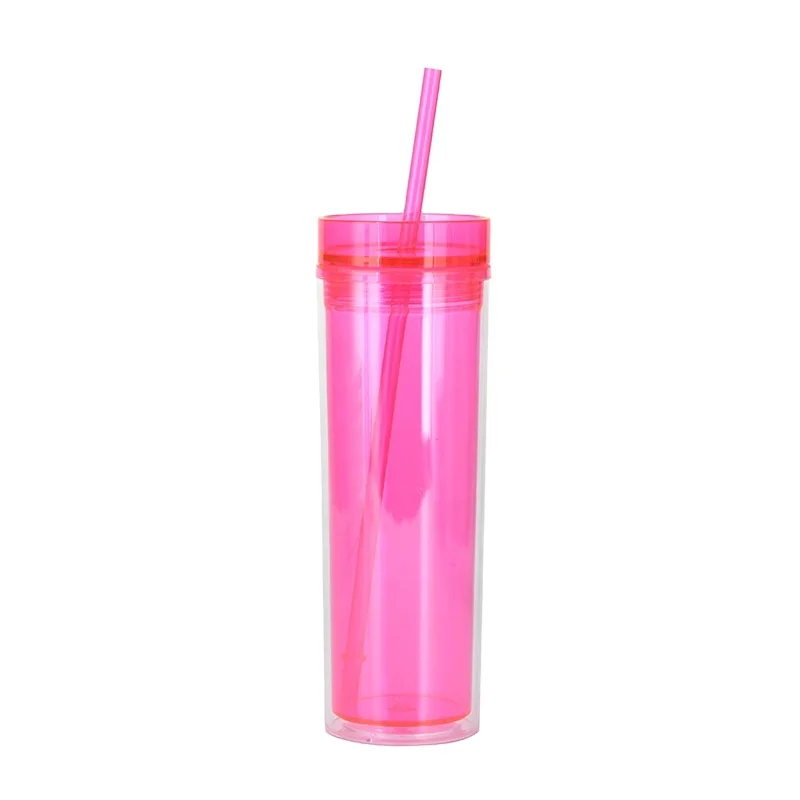 Template European and American INS style fashion SKINNY transparent straight double-layer straw water cup
