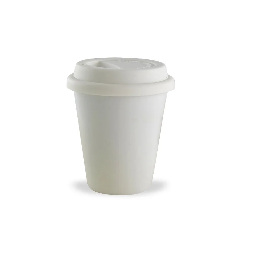 Double Layer Ceramic Cup Silicone Sleeve White Creative Custom Logo with Silicone Lid Insulated Ceramic Double Layer Coffee Cup