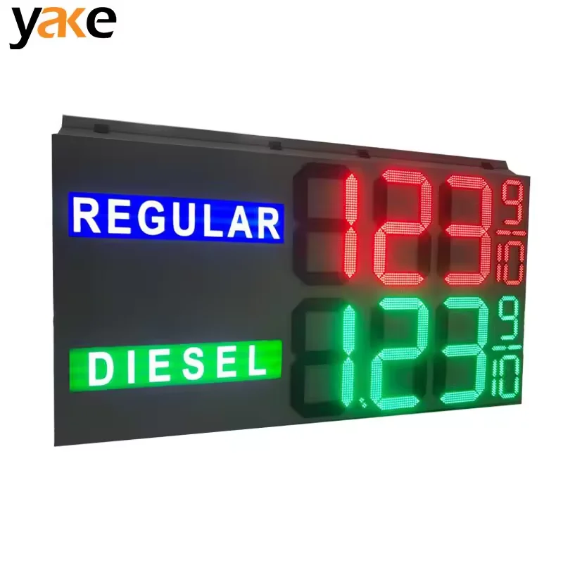 Yake LED Factory Custom Digital Display High Brightness 12 14 16 18 24 36inch LED Gas Station Petrol Price Sign 5 Years Warranty