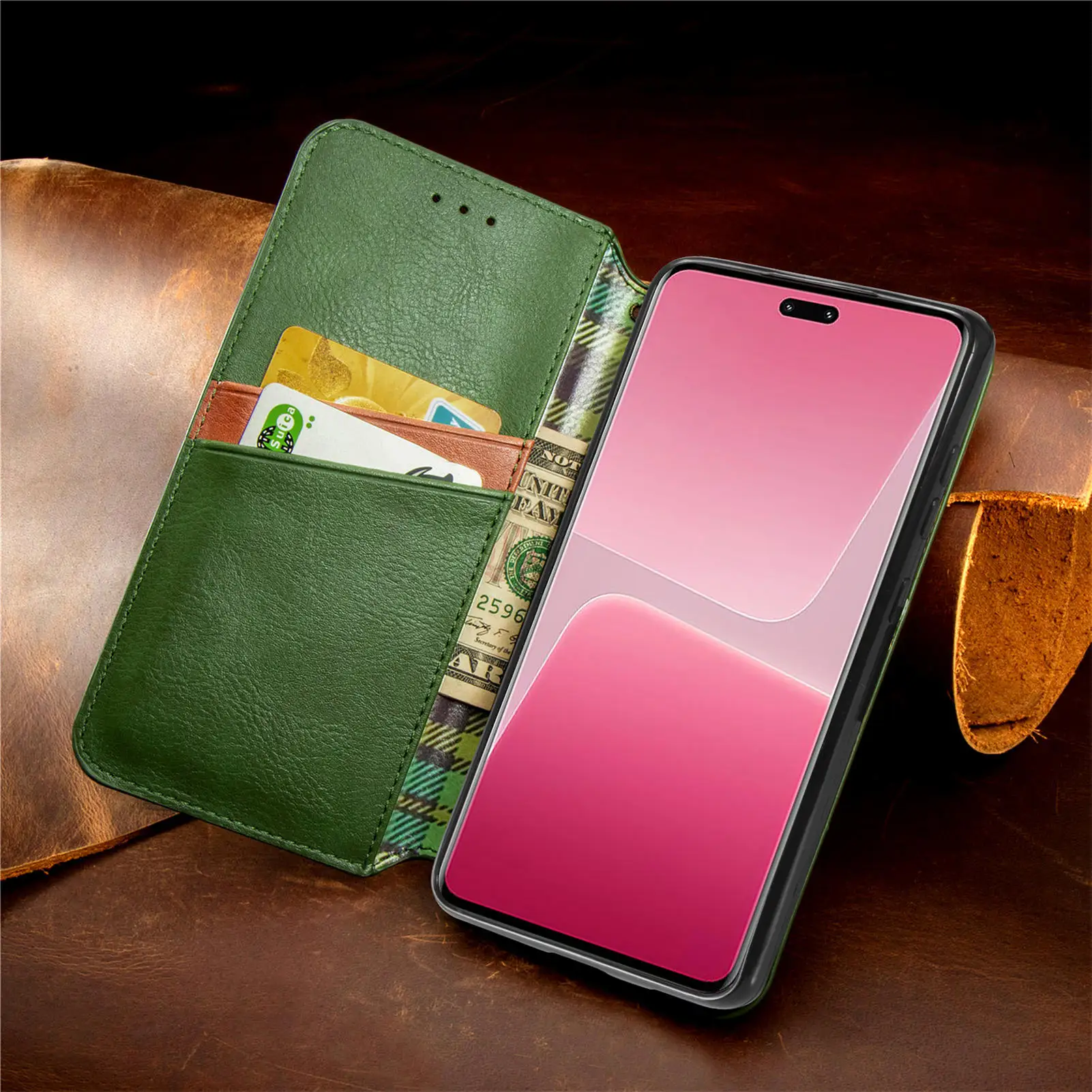 Business Luxury Magnetic Phone Wallet Leather Flip Cover Case For Xiaomi Poco X5 Pro X4 F4 GT M4 M5 M5S X3 NFC