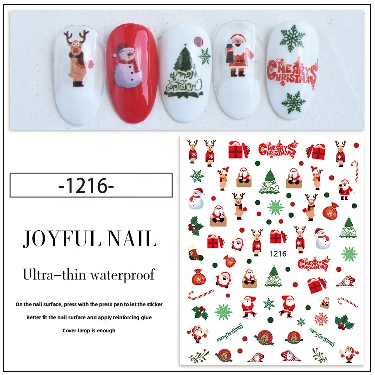 Wholesale Custom Christmas Snowflake Elk 3D Nail Decals Nail Decorations Nails Sticker