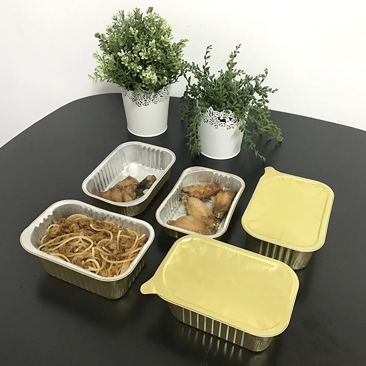 High end detail production gold microwavable aluminum foil container with