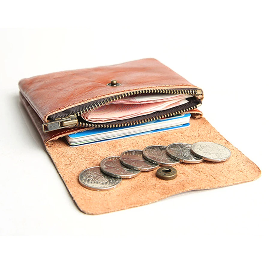 Trending leather wallet girls zip pocket natural soft slim leather kid wallet