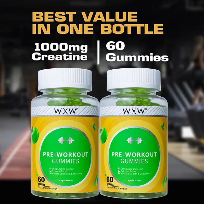 WXW Pre-Workout Gummies Energy Supplements Workout Gummies with Enhanced Long Lasting Energy In Stock