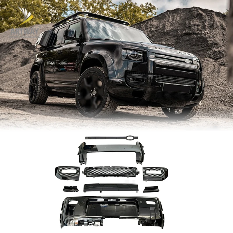 Upgrade 007 Black body kit for 20-23 Land Rover new Defender 90/110 Black Front Rear Bumper Grille exterior accessories