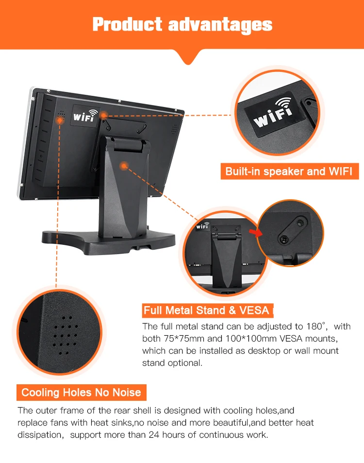 Retail Windows or android raspberry pi skimmere epos pos system touch screen 15.6 inch