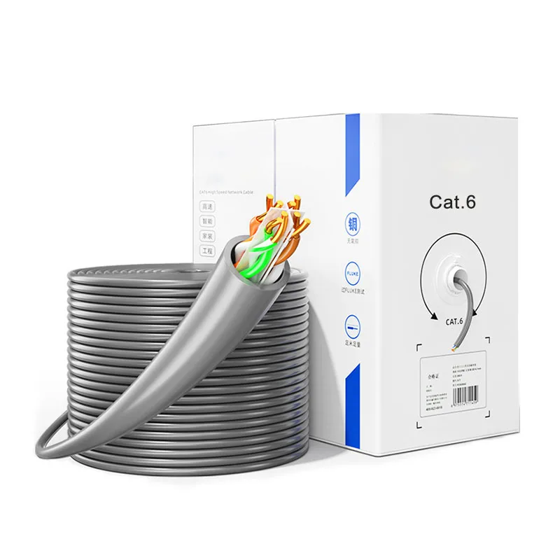 Gigabit 1000FT Coiled Cat6 UTP Network Cable High Speed Pure Copper 8core 0.57mm Cat 6 Lan Ethernet Internet Cables