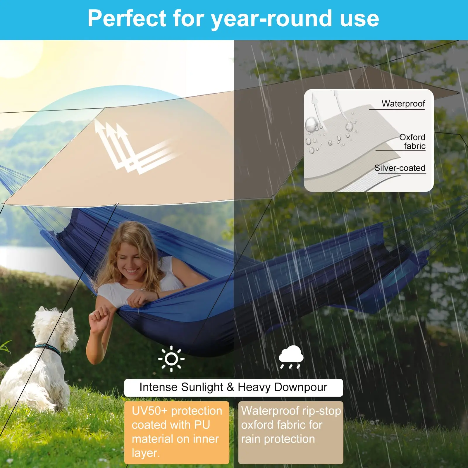 3*4m Camping Tarp Fly Waterproof and Ultralight Survival Tent Tarp for Outdoors