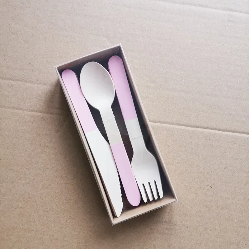 Factory Price Raw Material Wooden Cutlery Set Disposable Wood Forks Knives Spoons