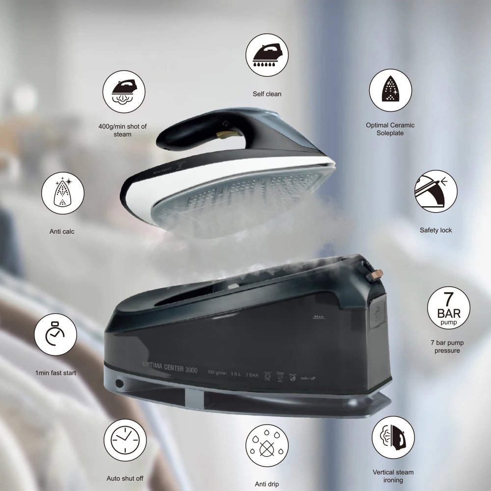 Best-selling 3000W Ceramic Floor Resistant to Dry-burning Vertical Steam Iron Commercial Household Ironing Clothes Electric ABS