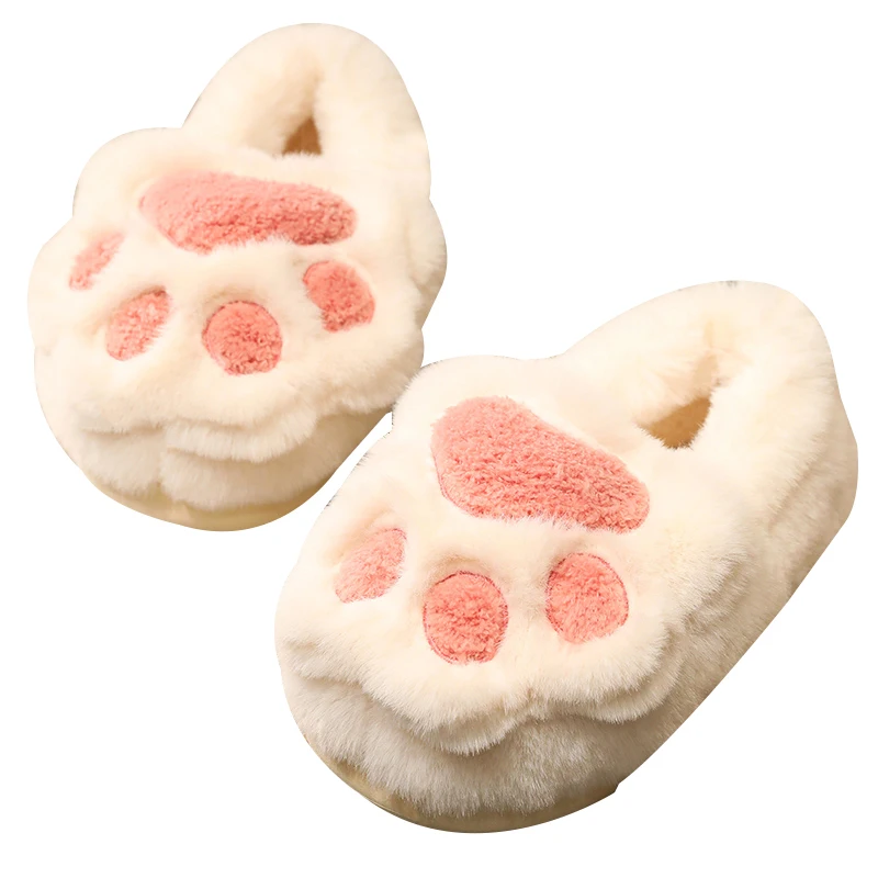 Plush Slippers in Bulk Warm Slipperys Logo CE Mhl 7 Days Rubber,eva Cute Cat Claw Soft Women Customized Home Hot Selling Winter