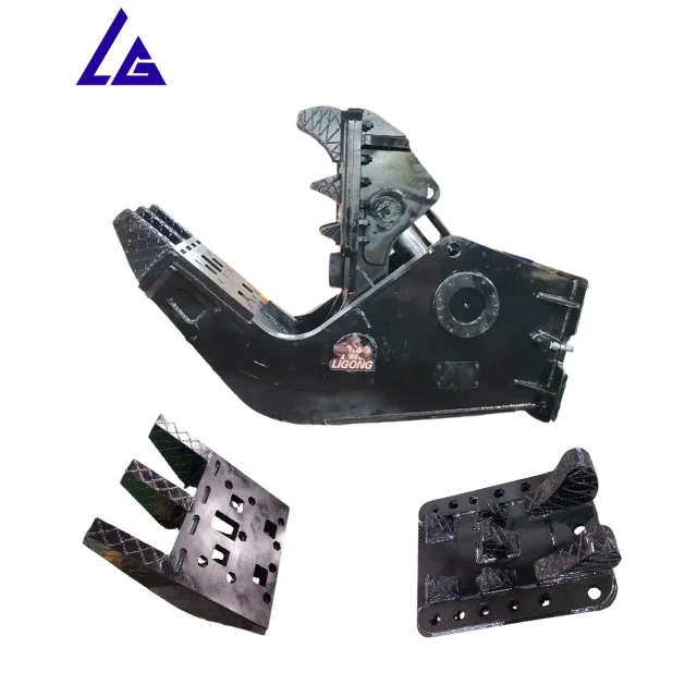 Concrete recycling demolition concrete excavator pulverizer with interchangeable plates