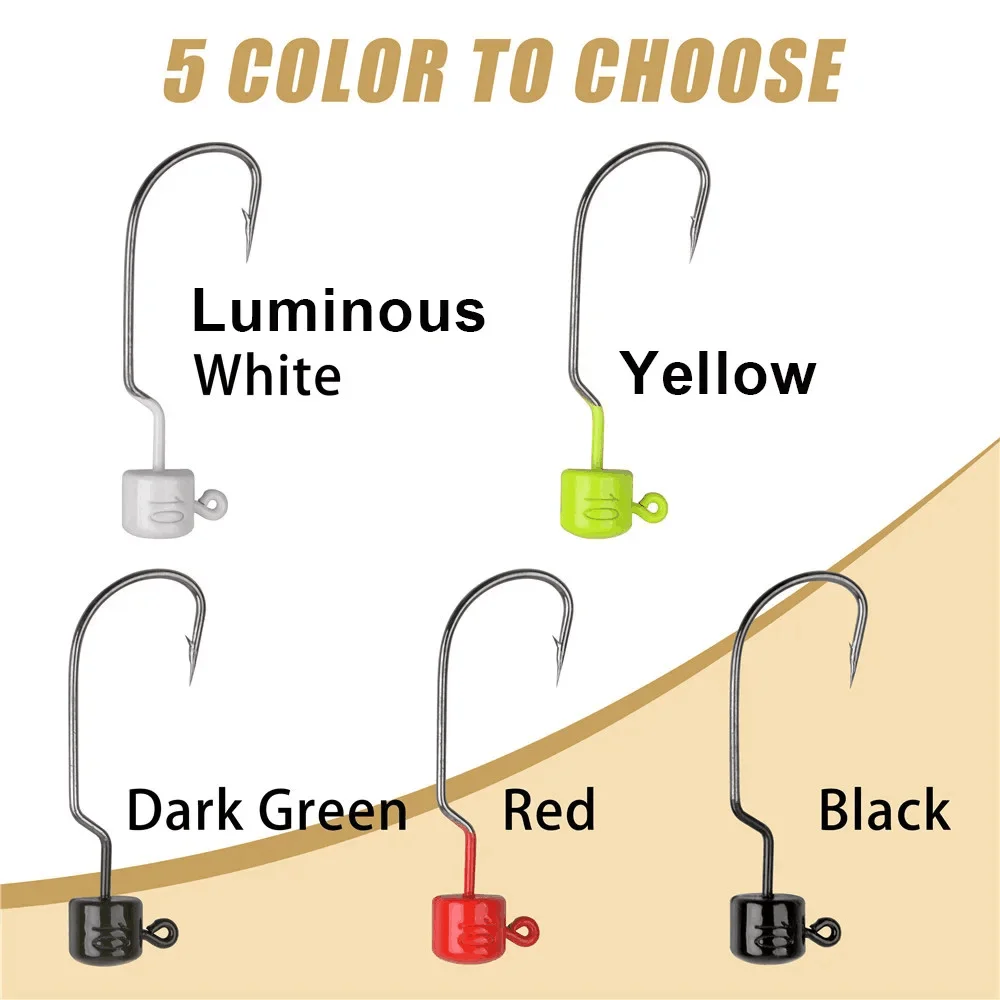 25Pcs Ned Rig Jig hooks Kit 7g 10g Mushroom Jig Heads hooks Soft Lures Wide Gap Worm Jig Fishing Hooks for Bass Crappie Fishing