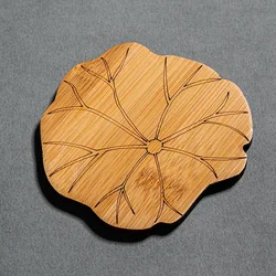 Bamboo coaster tea ceremony Zen Chinese style lotus leaf hollowed out tea saucer tea set small coaster insulation mat table mat