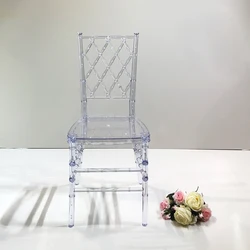 Банкетные популярные мягкие подушки с перекрестной спинкой, прозрачные пластиковые дизайнерские стулья для отелей, стулья для мероприятий, Chiavari