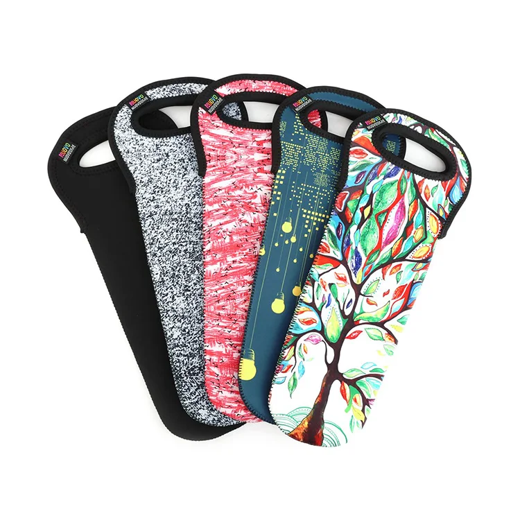 Wholesale neoprene 2 wine sleeve private label 750ml Bottle Carrier Tote Bag