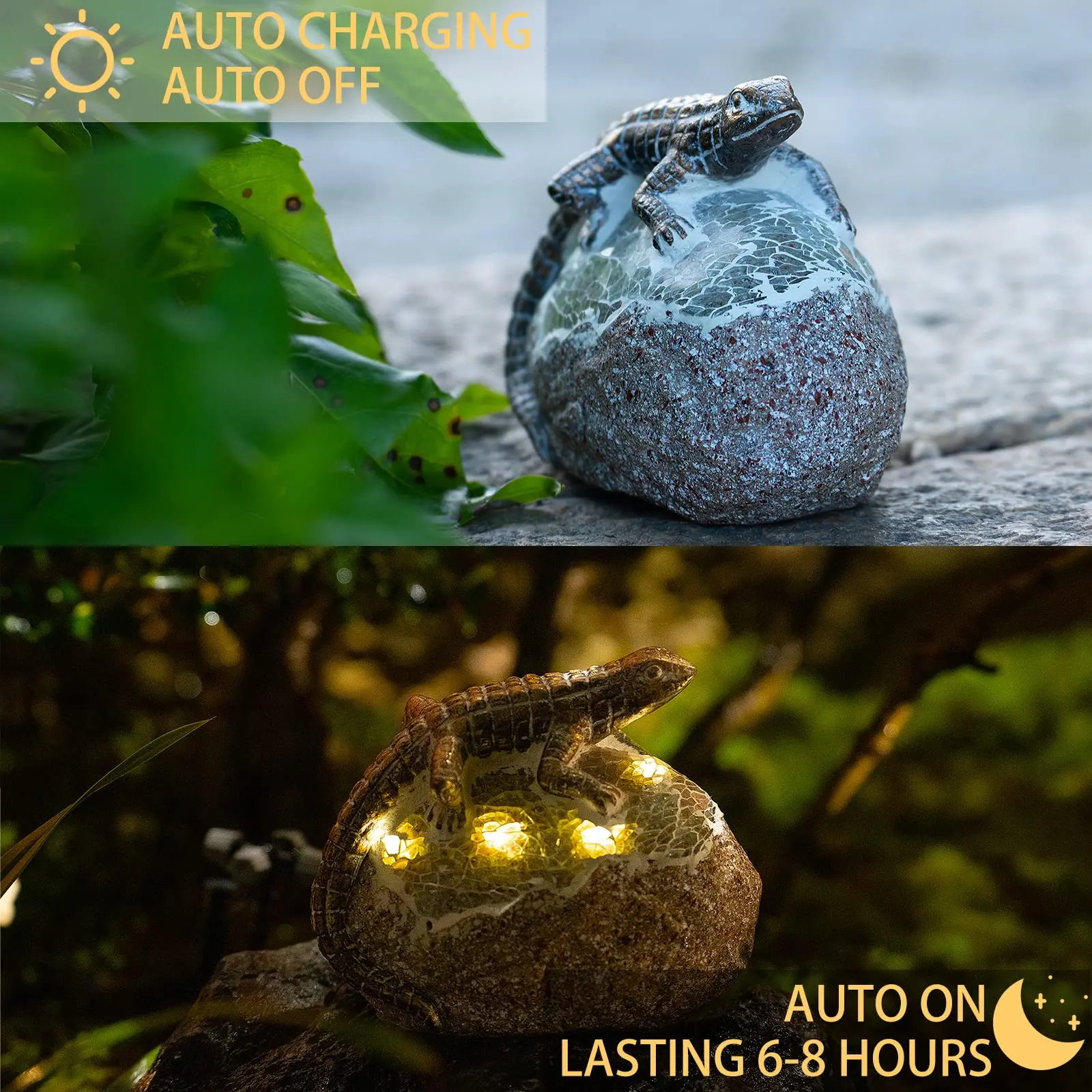 Solar Garden Statue Lizard with LED Lights, Lawn Decoration, Garden Decoration