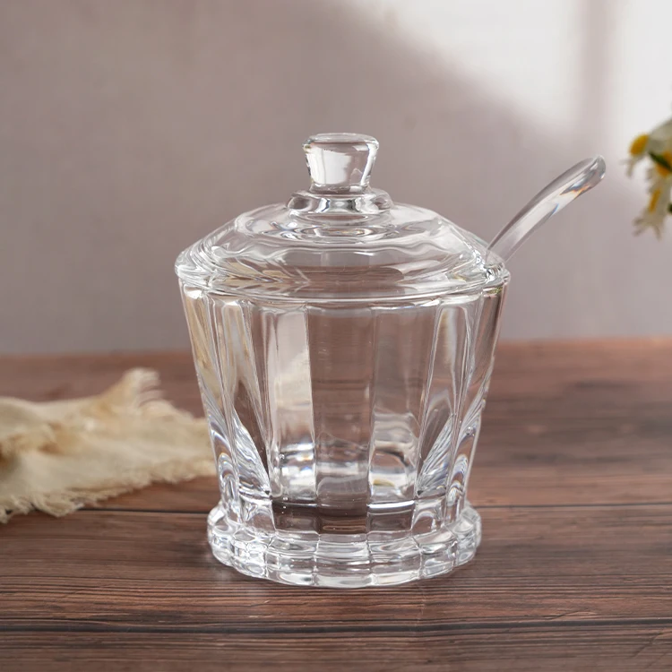 Customized Glassware Clear Glass Candy Bowl Glass Jar for Honey Food Beverage Storage Various Volume for Home Use