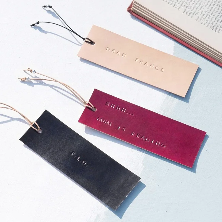 
High quality handmade genuine leather bookmark with embossed logo 