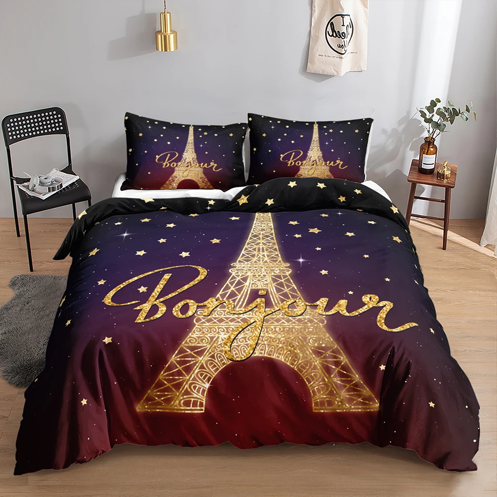 EIFFEL TOWER bedding set customizable bedding shower curtains 3d printing duvet cover set