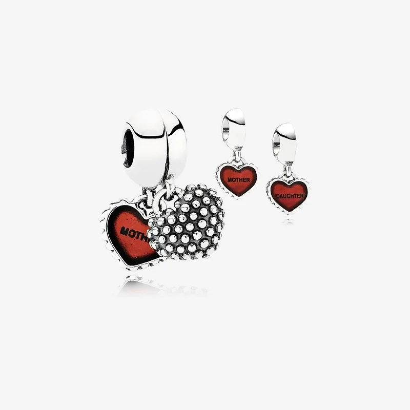 
Piece Of My Heart Daughter Two-Part Red Enamel Dangle Charm sterling silver and red enamel crafted two halves separation pendant 