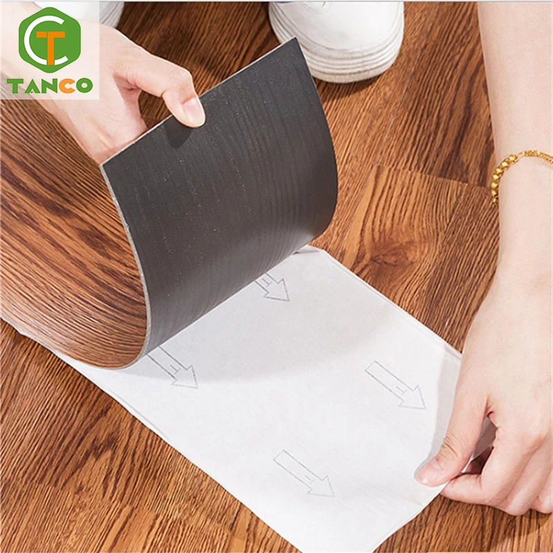 wood marble custom waterproof self adhesive flooring pvc 3d vinyl floor sticker tiles decorative for bedroom