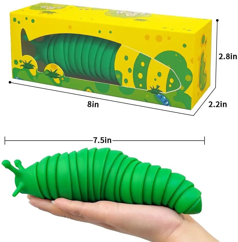 2022 Creative Stress Relief Articulated Sticky Stretch 3D Slug Fidget Hand Sensory Fun Decompression Toy Finger Slug Toys