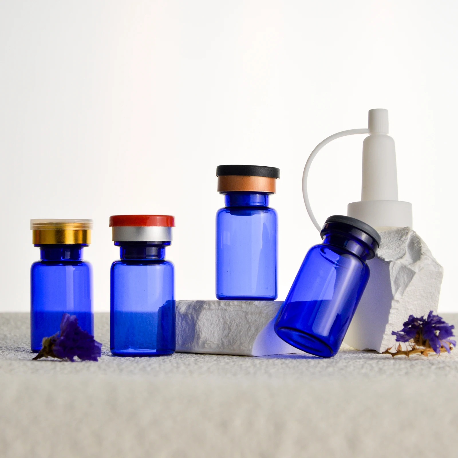 Blue Penicillin Bottle 3ml 5ml 7ml 10ml Bayonet Bottle Essence Liquid Subpackage Glass Empty Bottle Ampoule