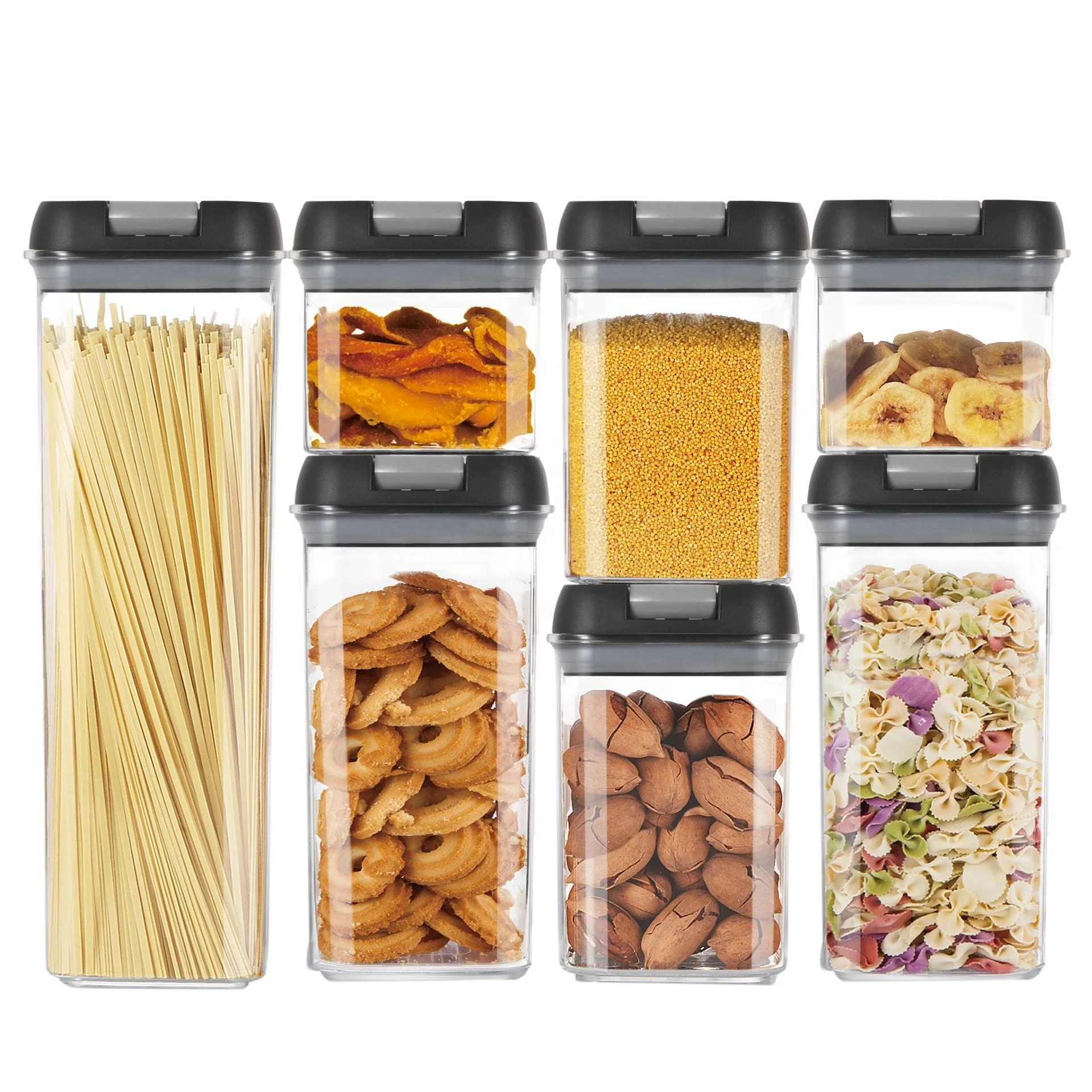 7pcs Air-Tight Food Storage Containers BPA Free Plastic Cereal Containers  Set With Easily Lock Lids
