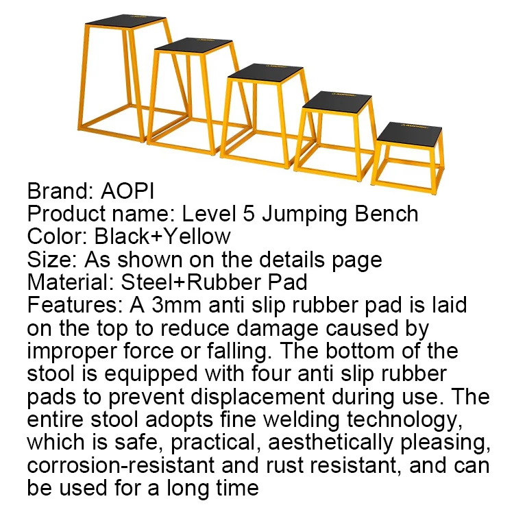 gym equipment speed training plyometric platform jump exercise adjustable steel plyo box set level 5 jumping bench