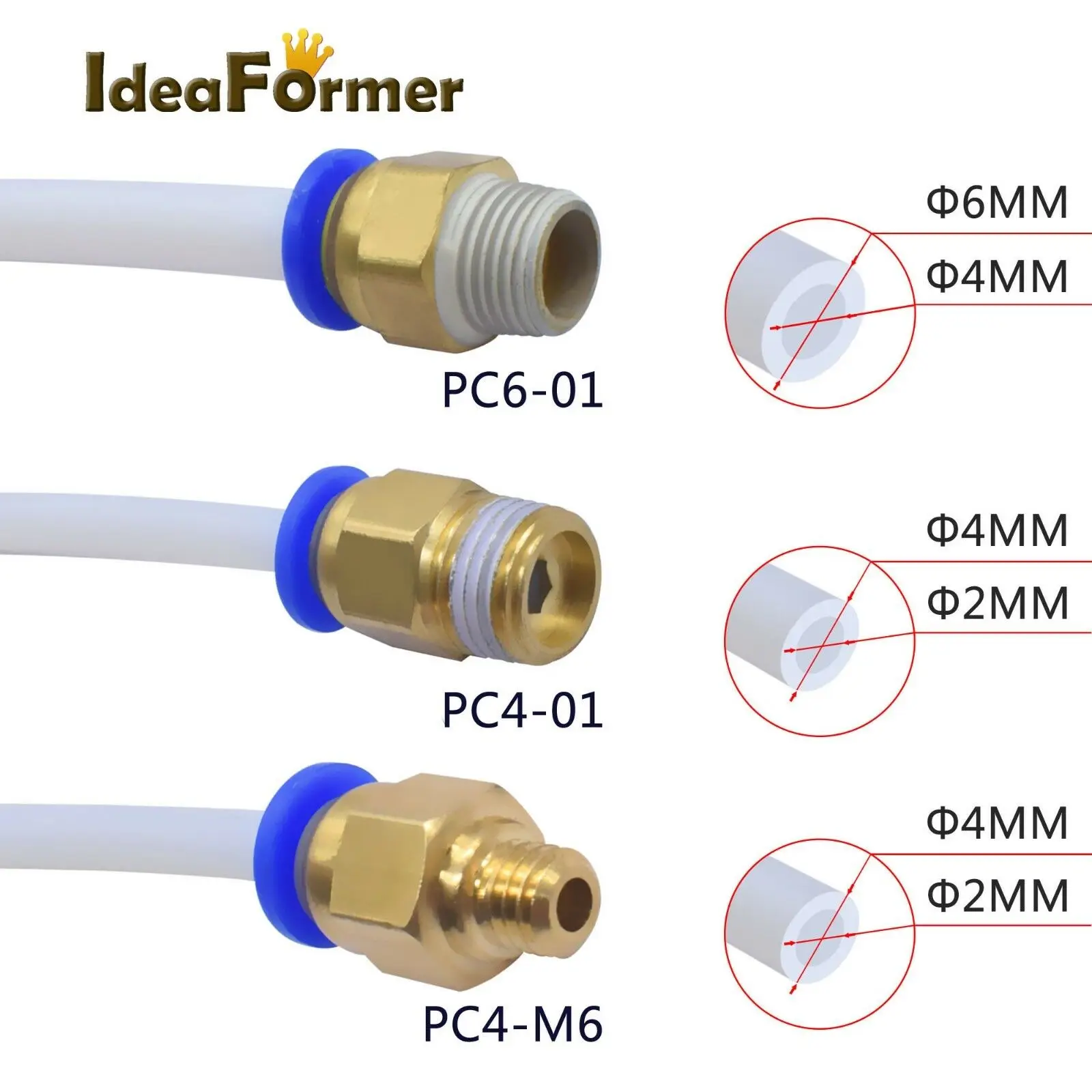 3D части принтера PC4-M6 /PC4-01/ PC6-01 трубка сцепное устройство для навесного оборудования J-насадки душа