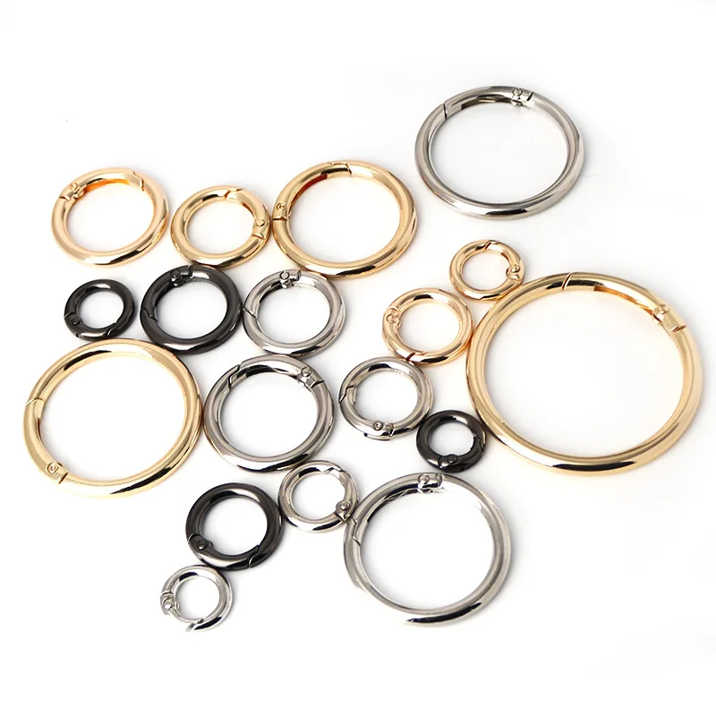 Handmade Metal Circle Snap Carabiner Clip Hook O Ring Spring Gate Clasp Buckle Round Spring Buckle For Handbag