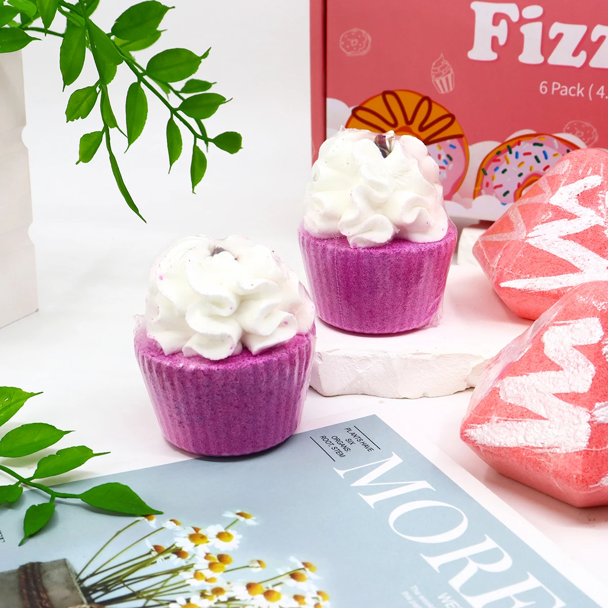 Shiyan Wholesale Custom Pink cake donut diamond Bath Fizzers set rich bubble Handmade bath bombs for girlfriend bubble gift box