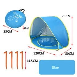 Portable Beach Tents For Kids Swimming With Sunshade UV Protection Baby Beach Tent With Pool