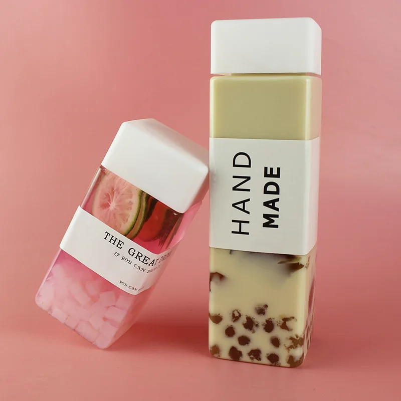 Eco Friendly 350ml 400ml 500ml Plastic Sublimated Drink Bottle Square Drink Bottles