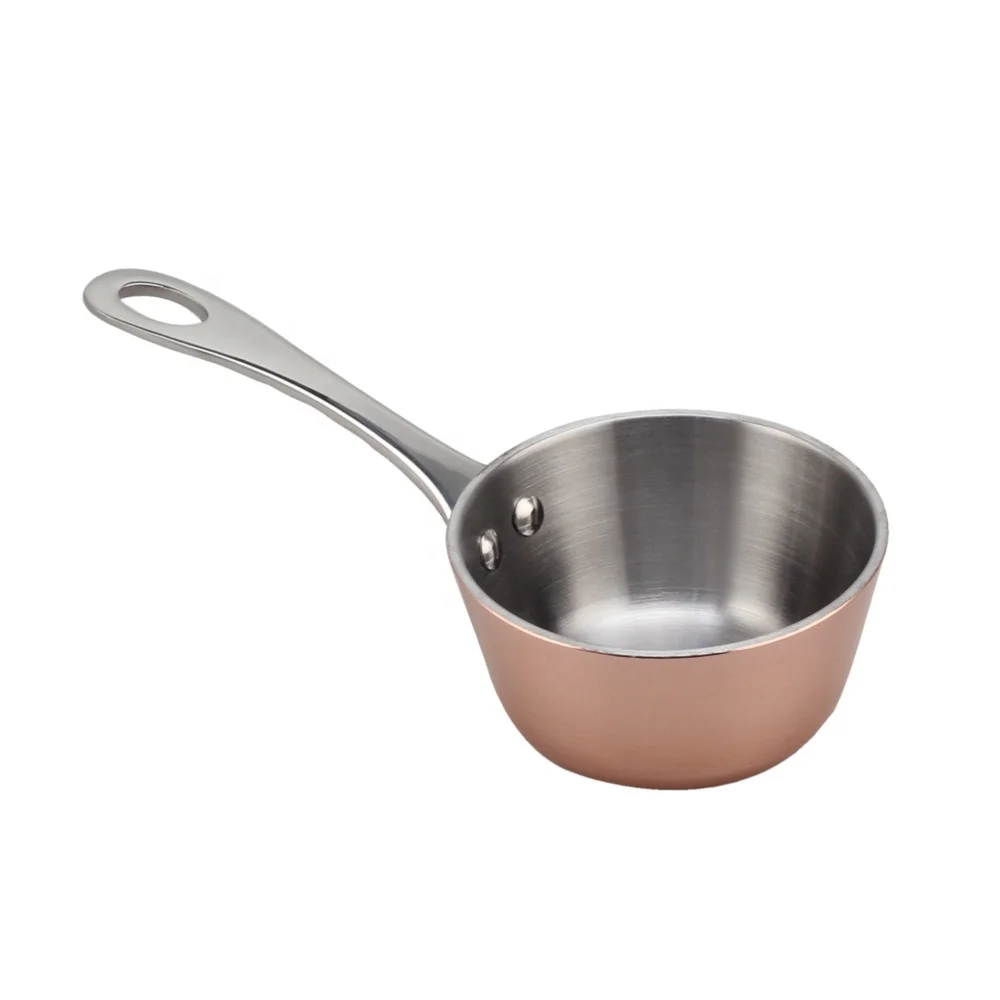 Mini Prima Stainless Steel Triply Mini Sauce Pan/Saucepan, 3.3 Inch, Copper