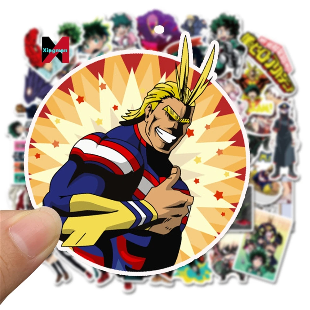 Kawaii Products 50Pcs/Set Waterproof Luggage Laptop Guitar Japanese My Hero Academia Sticker Anime Stickers for Kids