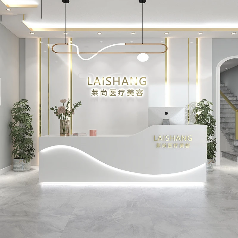 Luxury Beauty salon reception desk modern artificial marble reception desk office hotel lobby front counter