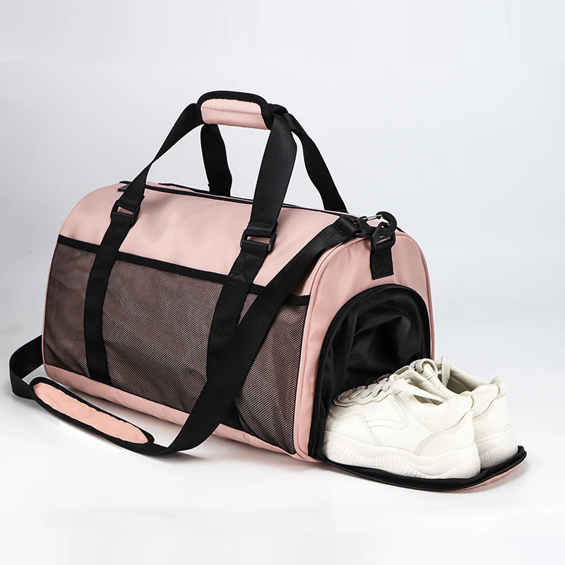 2021 Hot Selling duffle bag mesh overnight woman yoga travel bag Waterproof Sports gym Duffel bag with shoe compartment