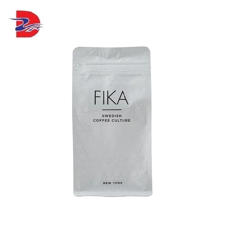 White Foil Ground Tea Milk Powder Roasted Coffee Bean Pouch Packaging Bag With Degrassing Valve