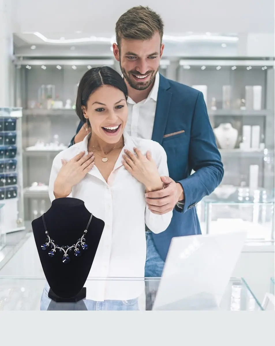 Black flannel Custom Necklace Display Velvet Jewelry Bust Mannequins For Jewelry Display