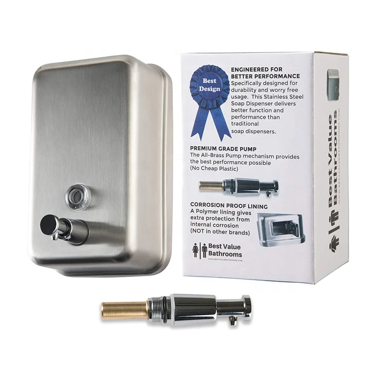 2022 New 304 Stainless Steel Soap Dispenser Wall Mounted Liquid Soap Dispenser 500ml/800ml 1000ml Gel Dispensers For Bathroom