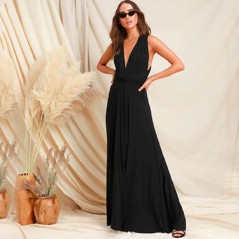 Fashion Brides Clothes Ladies Black Formal Evening Dresses 2021 Summer Maxi Pink Bridesmaid Dress