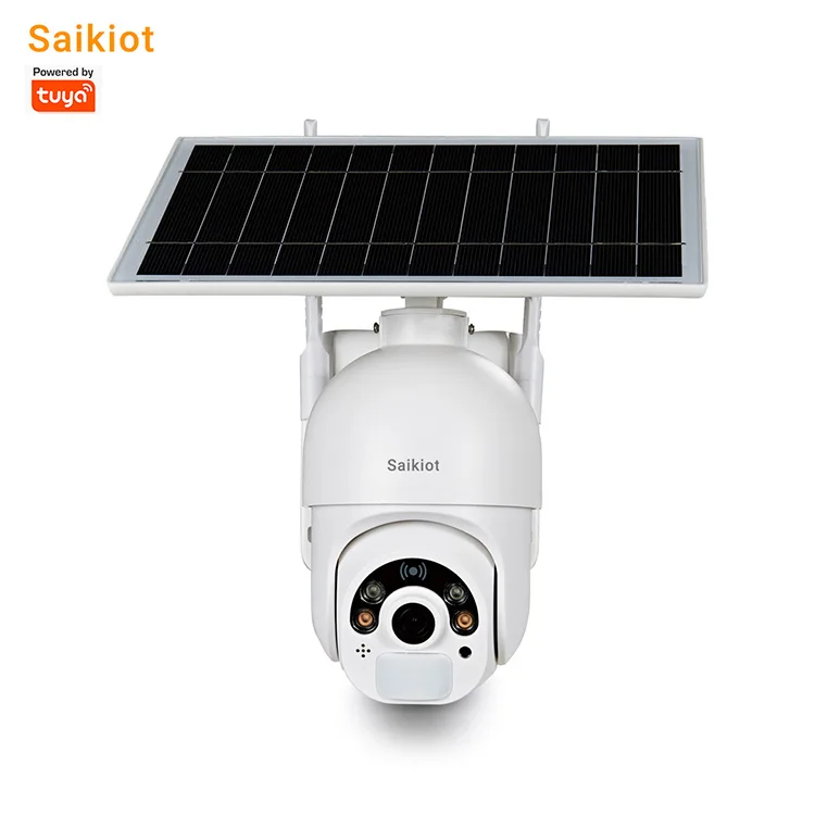 Saikiot Tuya Smart Camera Solar WIFI 4G Sim Card LTE PTZ Solar Panel IP Camera Outdoor 4G Solar Camera Outdoor