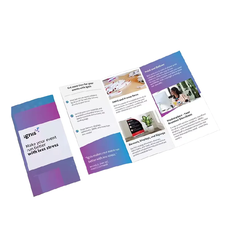 Customized A3 A4 A5 Advertising Brochure Catalog Poster Folding Flyer Offset Printing Newsprint Paper or Corrugated Board